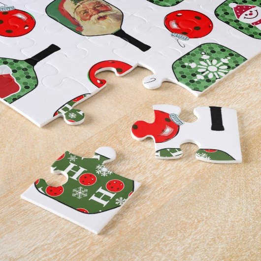 Pickleball Joy Christmas Santa Paddles rood groen Legpuzzel (Zijkant)