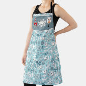 Pickleball Joy Kerst Blauw Wit Rendier Schort (Insitu)