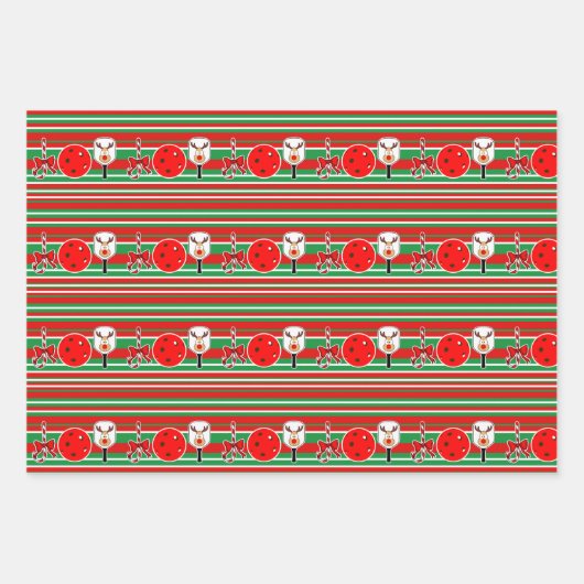 Pickleball Joy Kerst Ornamenten Rood Groen Wit Inpakpapier Vel (Voorkant 2)