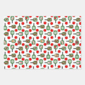 Pickleball Joy Kerst Ornamenten Rood Groen Wit Inpakpapier Vel (Voorkant)