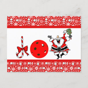 Pickleball Joy Kerst Rood en Wit Kerstman Briefkaart