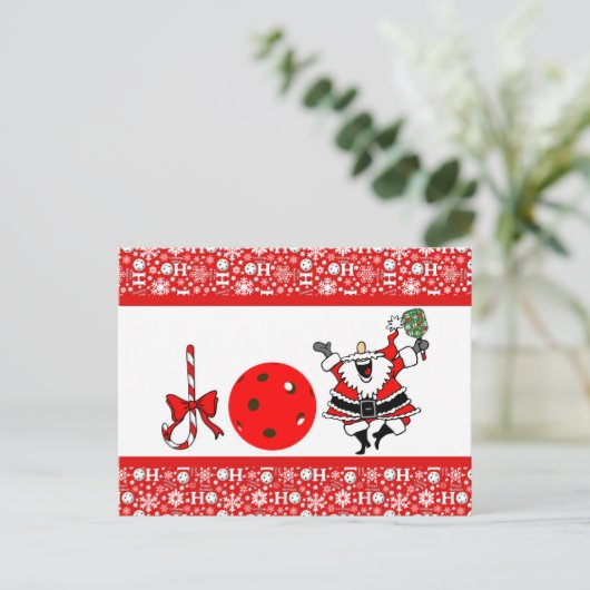 Pickleball Joy Kerst Rood en Wit Kerstman Briefkaart (Staand voorkant)