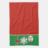 Pickleball Joy Kerstfeest Groen Rood Rendier Theedoek (Verticaal)