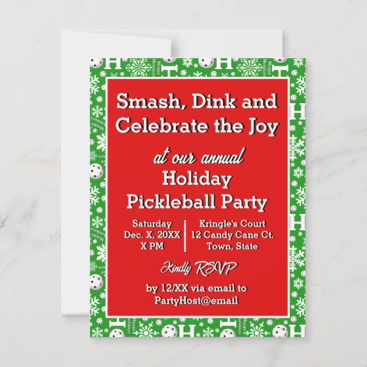Pickleball Joy Kerstfeest Rode en Groene Kerstman Kaart (Achterkant)