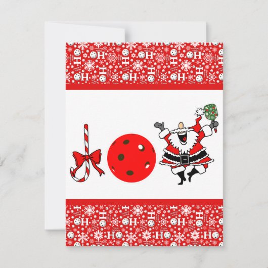 Pickleball Joy Kerstfeest Rood en Wit Kerstman Kaart (Voorkant)