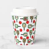 Pickleball Joy Kerstfeest Rood Groen Paddles Papieren Bekers (Achterkant)