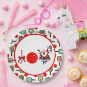 Pickleball Joy Kerstfeest Rood Groen Paddles Papieren Bordje (Feest)