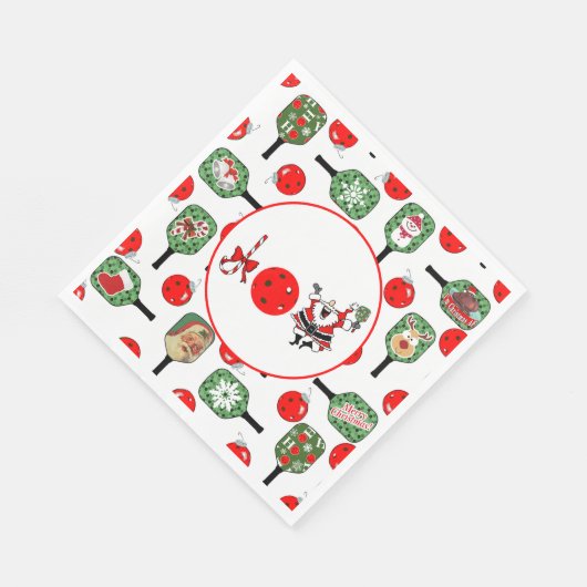 Pickleball Joy Kerstfeest Rood Groen Paddles Servet (Hoek)