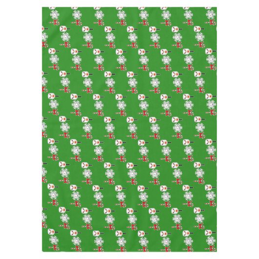 Pickleball Joy Kerstfeest Rood Groen Sneeuwvlok Tafelkleed (Voorkant)