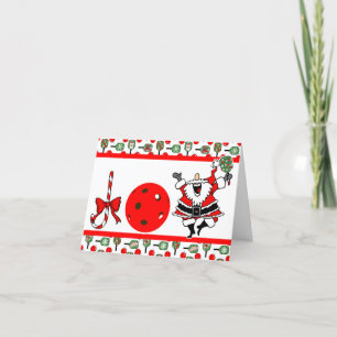 Pickleball Joy Kerstfeest Santa Paddles Feestdagen Kaart