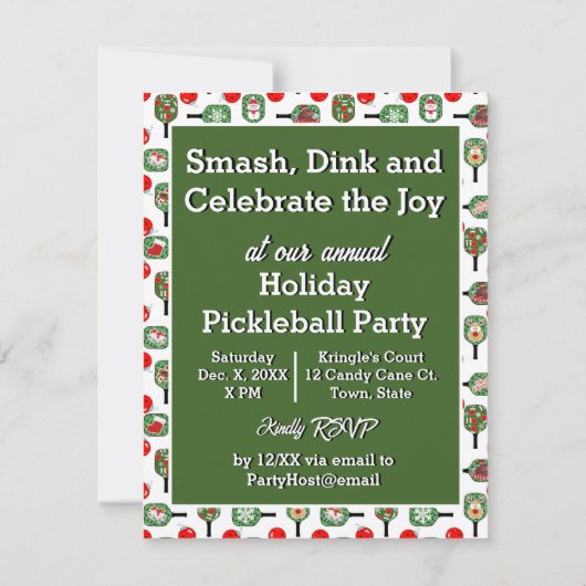 Pickleball Joy Kerstfeest Santa Paddles Kaart (Achterkant)