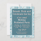 Pickleball Joy Kerstfeest Sneeuwballen Icy Blue Kaart (Achterkant)