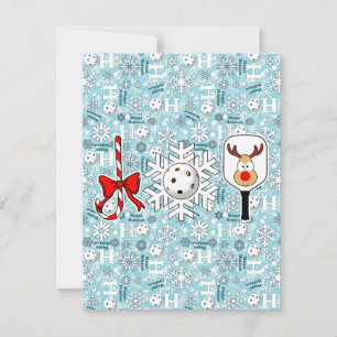 Pickleball Joy Kerstfeest Sneeuwballen Icy Blue Kaart