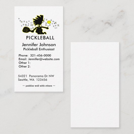 Pickleball Joyful Silhouette Visitekaartje (Voorkant / Achterkant)