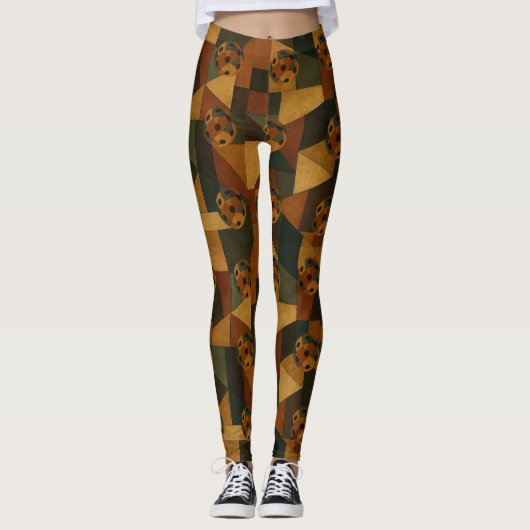 Pickleball Juan Gris Stijl Abstract Patroon Leggings (Voorkant)