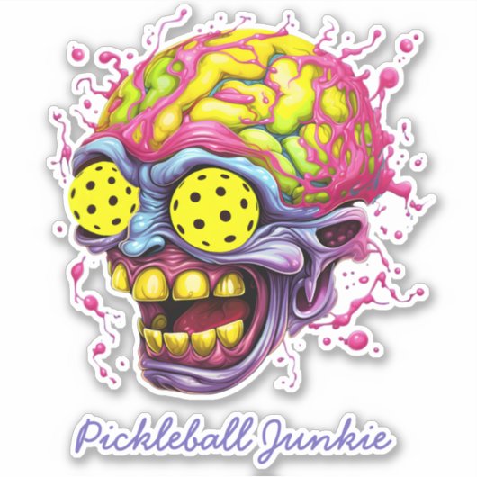 Pickleball Junkie - grappig pickleball Sticker (Voorkant)