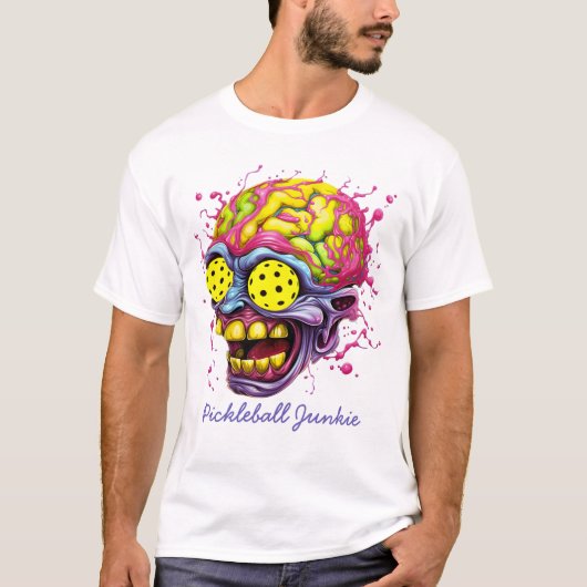 Pickleball Junkie - grappig pickleball tshirt (Voorkant)