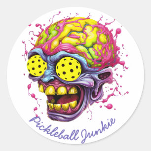 Pickleball Junkie - grappig pickleball wit Ronde Sticker