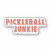 Pickleball Junkie Retro Typografie Sticker (Voorkant)
