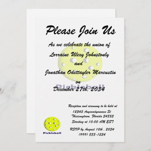 pickleball just ball n text.png kaart (Voorkant / Achterkant)