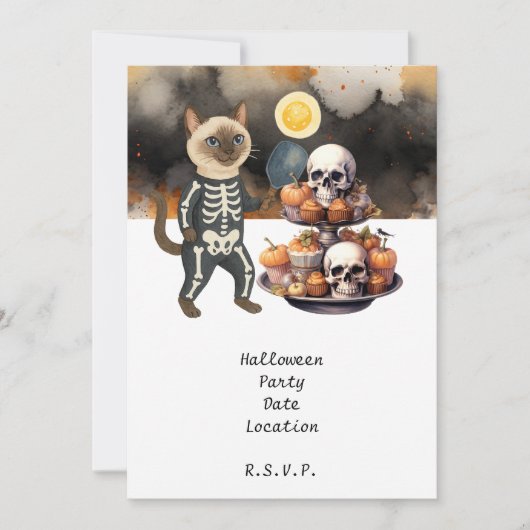 Pickleball Kat en Vrienden Organiseren Halloweenfe Kaart (Voorkant)