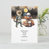 Pickleball Kat en Vrienden Organiseren Halloweenfe Kaart (Staand voorkant)