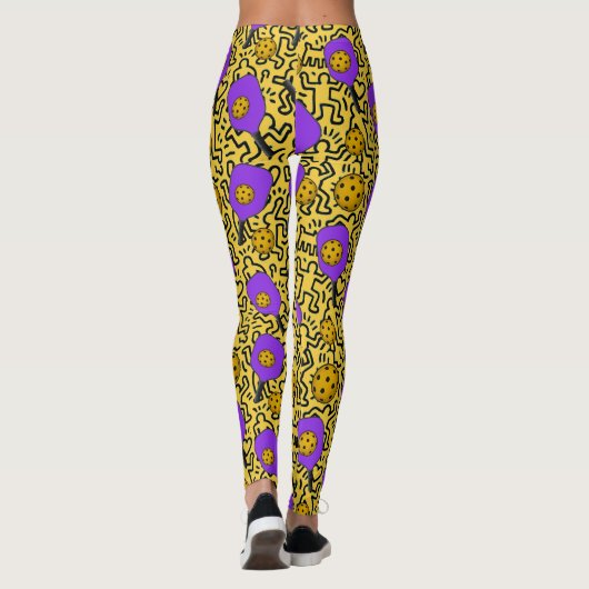 Pickleball Keith Haring Style Paddle Pattern Leggings (Achterkant)