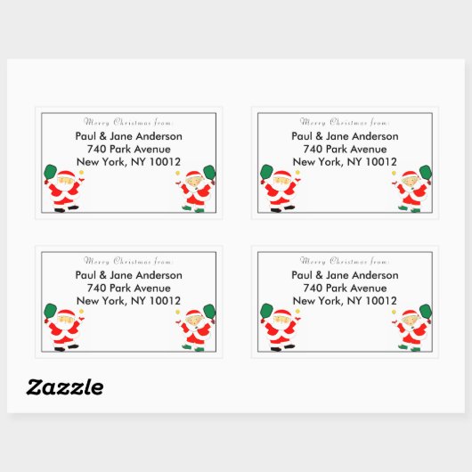 pickleball kerst adresetiketten rechthoekige sticker (Vel)