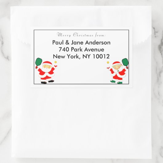 pickleball kerst adresetiketten rechthoekige sticker (Tas)