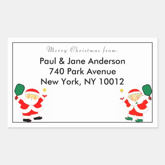 pickleball kerst adresetiketten rechthoekige sticker (Voorkant)