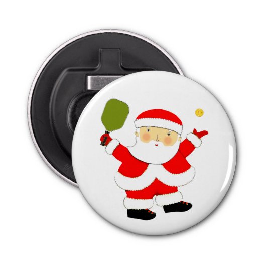 Pickleball kerst button flesopener (Voorkant)