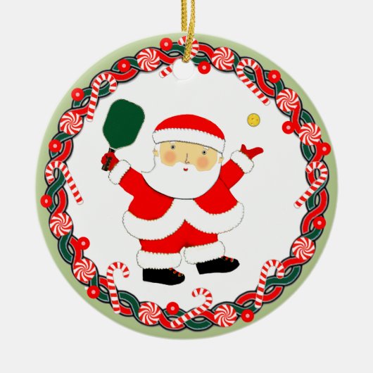 Pickleball Kerst Collectie Keramisch Ornament (Voorkant)