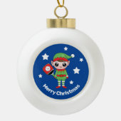 Pickleball Kerst Elf, Keramische bal Kerstmis Keramische Bal Ornament (Voorkant)