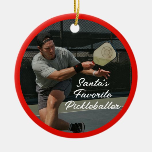 Pickleball Kerst Gepersonaliseerd Ornament (Voorkant)