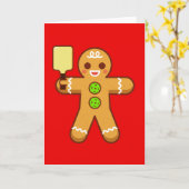 Pickleball Kerst Groet Kaart: Gemberkoekman Kaart (Gele Bloem)