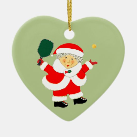 Pickleball kerst keramisch ornament (Voorkant)