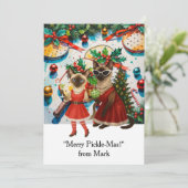 PICKLEBALL Kerst met de tekst "Merry Pickle-Mas!" Feestdagenkaart (Staand voorkant)