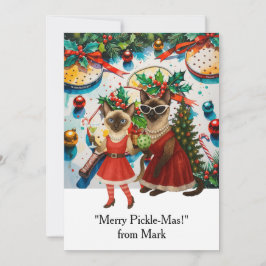 PICKLEBALL Kerst met de tekst "Merry Pickle-Mas!" Feestdagenkaart