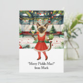 PICKLEBALL Kerst met de tekst "Merry Pickle-Mas!" Feestdagenkaart (Staand voorkant)