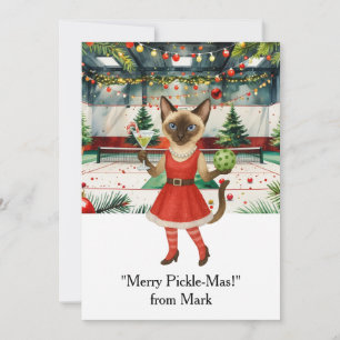 PICKLEBALL Kerst met de tekst "Merry Pickle-Mas!" Feestdagenkaart
