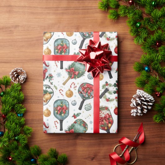 Pickleball Kerst met Paddle  Cadeaupapier (Feestdagen Geschenken)