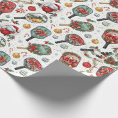 Pickleball Kerst met Paddle  Cadeaupapier (Hoek)