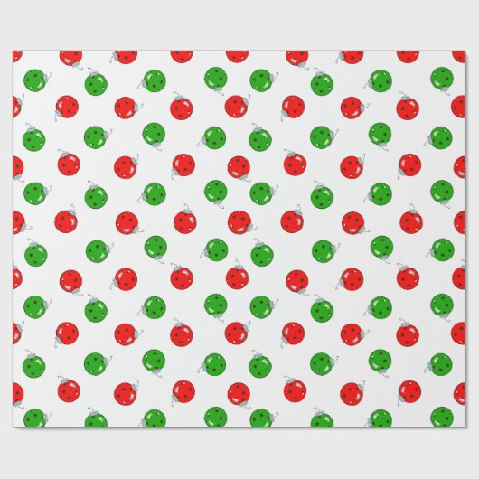 Pickleball Kerst Ornamenten Rood Groen op Wit Cadeaupapier (Vlak)