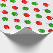 Pickleball Kerst Ornamenten Rood Groen op Wit Cadeaupapier (Hoek)