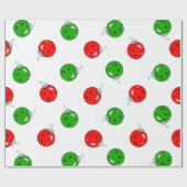 Pickleball Kerst Ornamenten Rood Groen op Wit Cadeaupapier (Vlak)