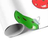 Pickleball Kerst Ornamenten Rood Groen op Wit Cadeaupapier (Rol Hoek)