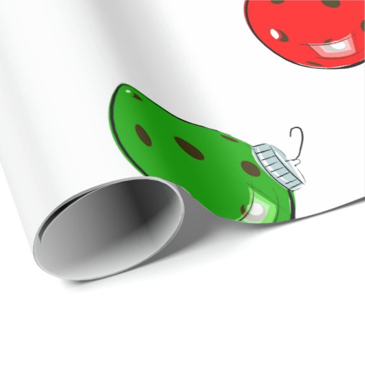 Pickleball Kerst Ornamenten Rood Groen op Wit Cadeaupapier (Rol Hoek)
