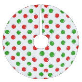Pickleball Kerst Ornamenten Rood Groen op Wit Kerstboom Rok (Voorkant)