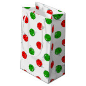 Pickleball Kerst Ornamenten Rood Groen op Wit Klein Cadeauzakje (Achterkant Gekanteld)