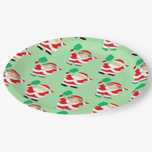 Pickleball kerst papieren bordje (Gekanteld)